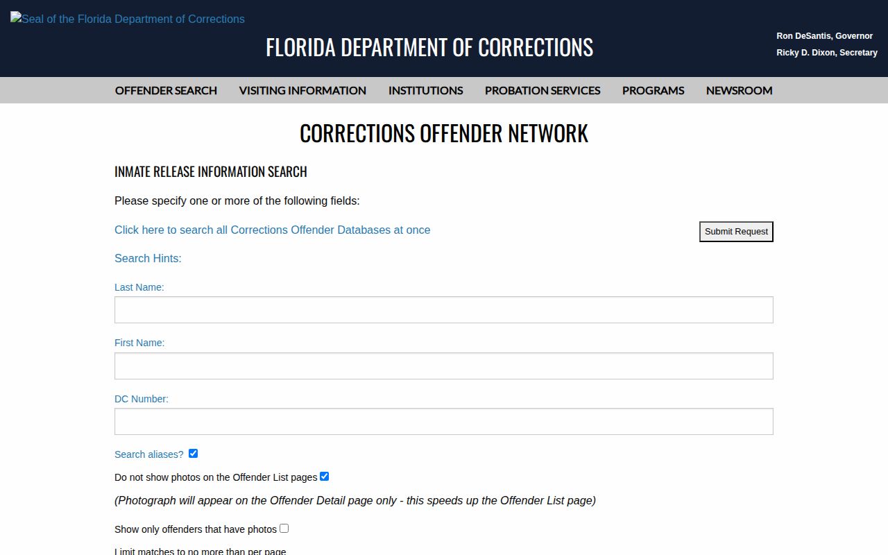 Florida inmate release search for Hamilton County released inmates