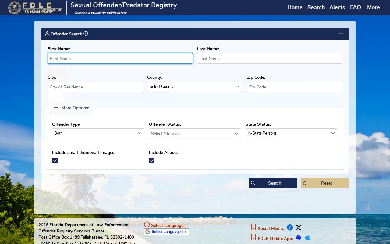 FDLE photo registry channel for Hamilton County released inmate records