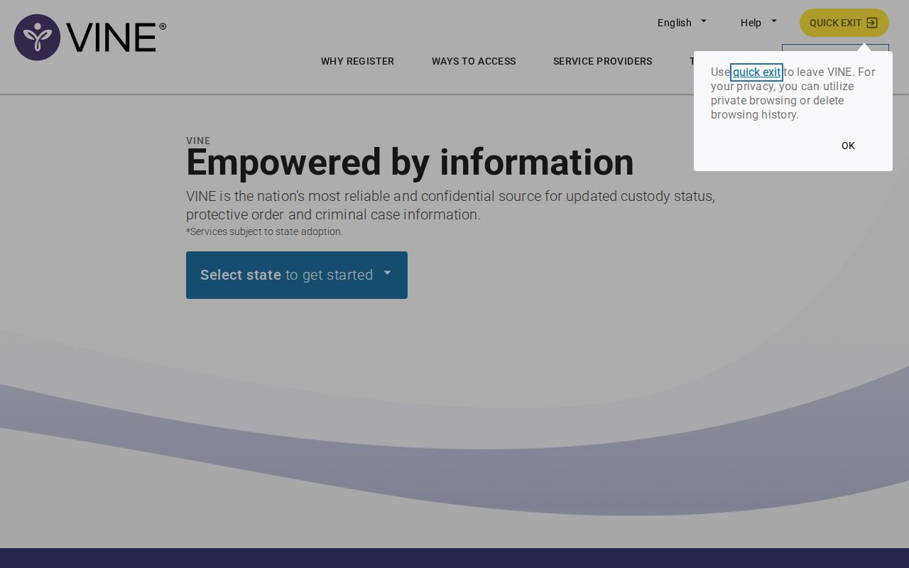 Hamilton County VINELink inmate check Florida search screen